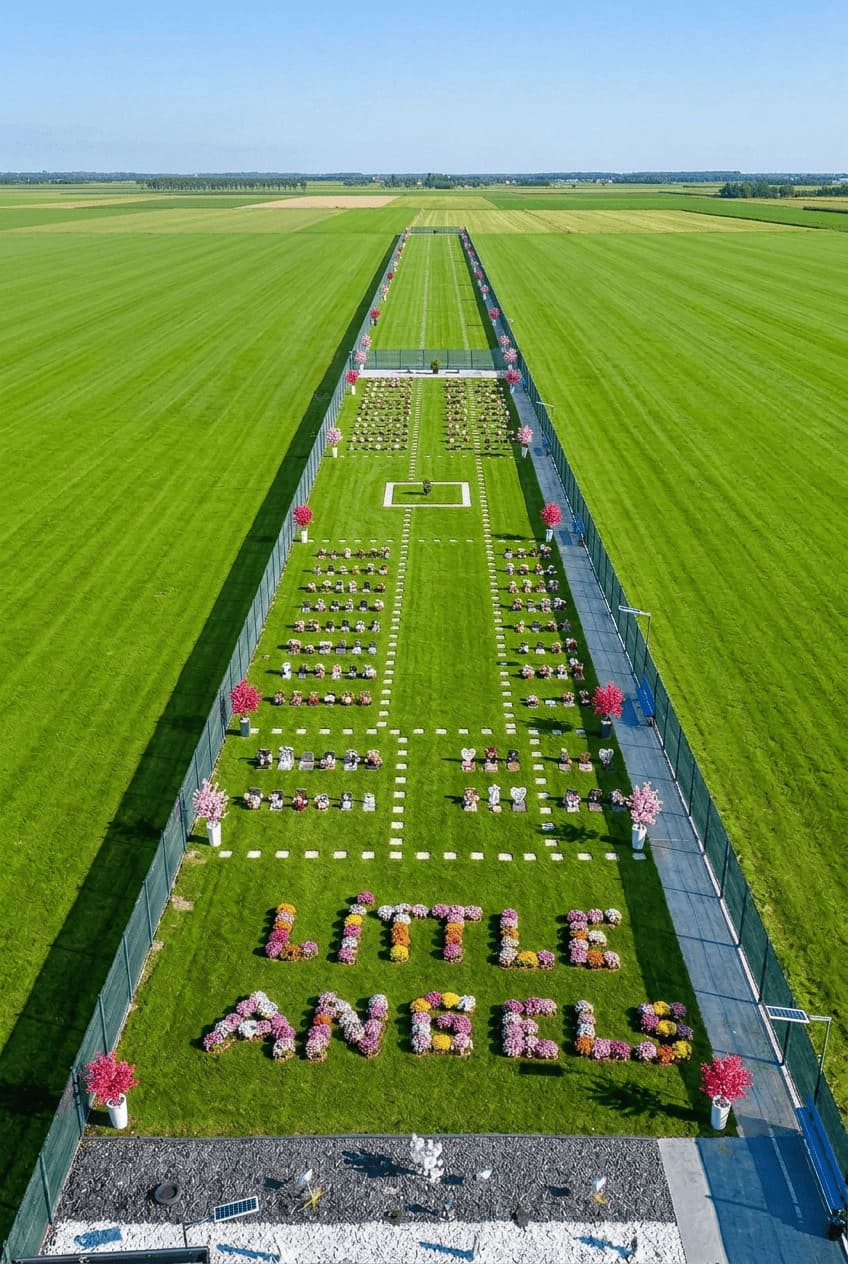 Vedere aeriană cimitir Little Angels Bradu Argeș
